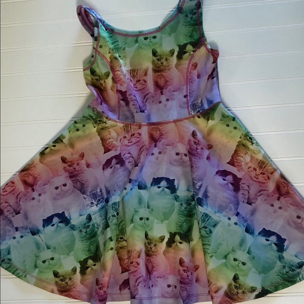 EUC Rainbow Kitty Skater Dress Childrens Place 5/6
